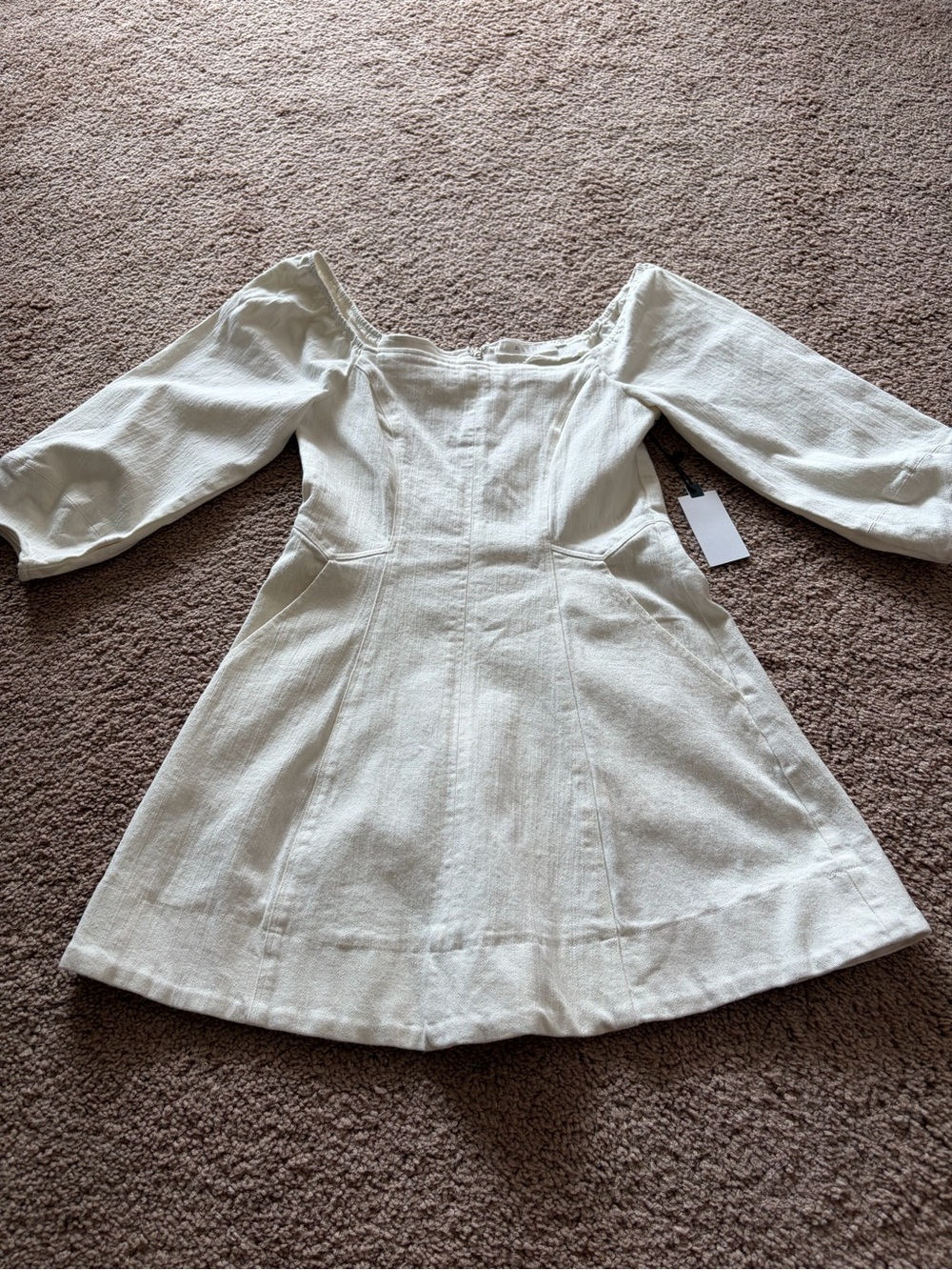 NWT Cream Astr Denim 3/4 Sleeve A-Line Dress